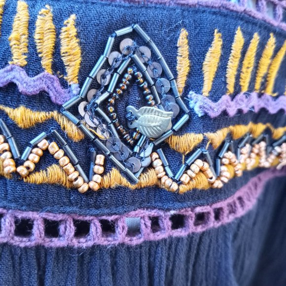 Free People black dress with beads, charms, sequins and embroidery - Picture 9 of 14